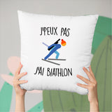 Coussin J'peux pas j'ai biathlon Blanc