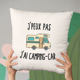 Coussin J'peux pas j'ai camping-car Beige