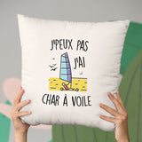 Coussin J'peux pas j'ai char à voile Beige