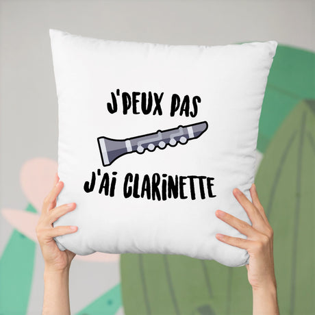 Coussin J'peux pas j'ai clarinette Blanc