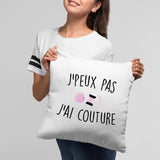 Coussin J'peux pas j'ai couture Blanc