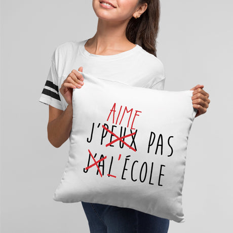 Coussin J'peux pas j'ai école Blanc