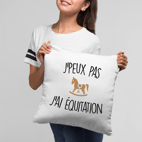 Coussin J'peux pas j'ai équitation Blanc