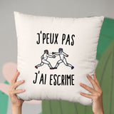 Coussin J'peux pas j'ai escrime Beige