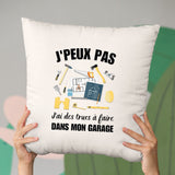 Coussin J'peux pas j'ai garage Beige