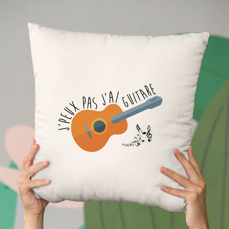 Coussin J'peux pas j'ai guitare Beige