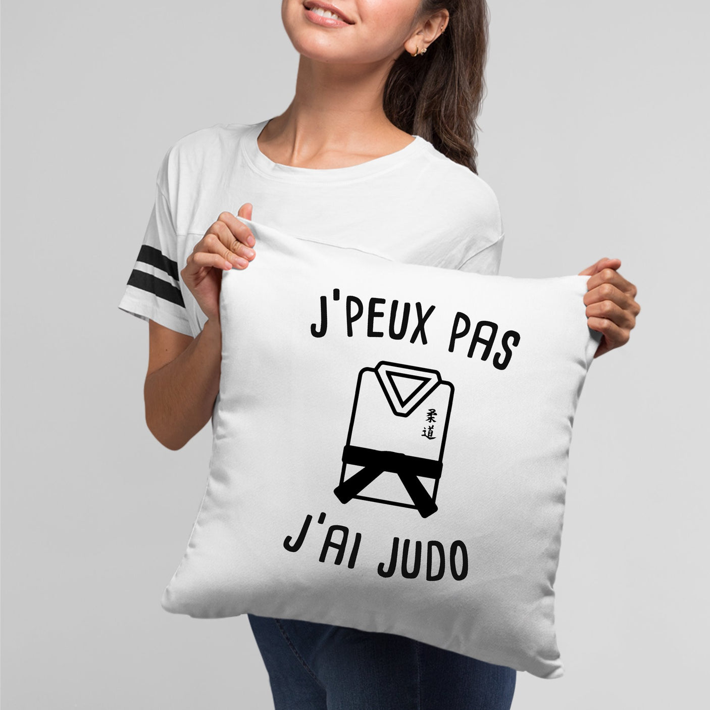 Coussin J'peux pas j'ai judo Blanc