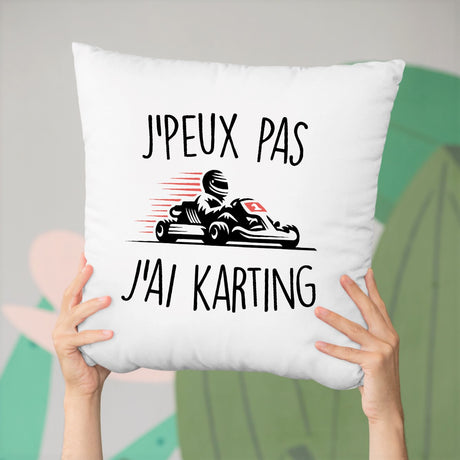 Coussin J'peux pas j'ai karting Blanc