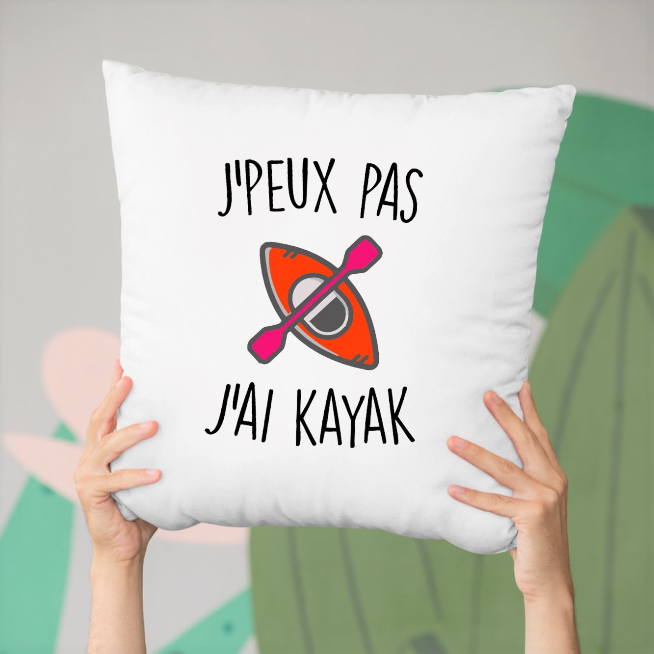 Coussin J'peux pas j'ai kayak Blanc