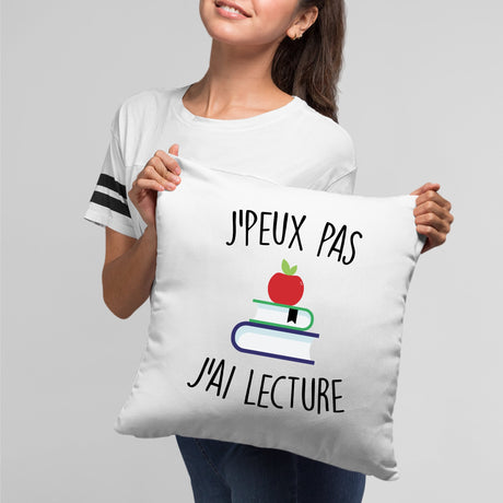 Coussin J'peux pas j'ai lecture Blanc