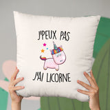 Coussin J'peux pas j'ai licorne Beige