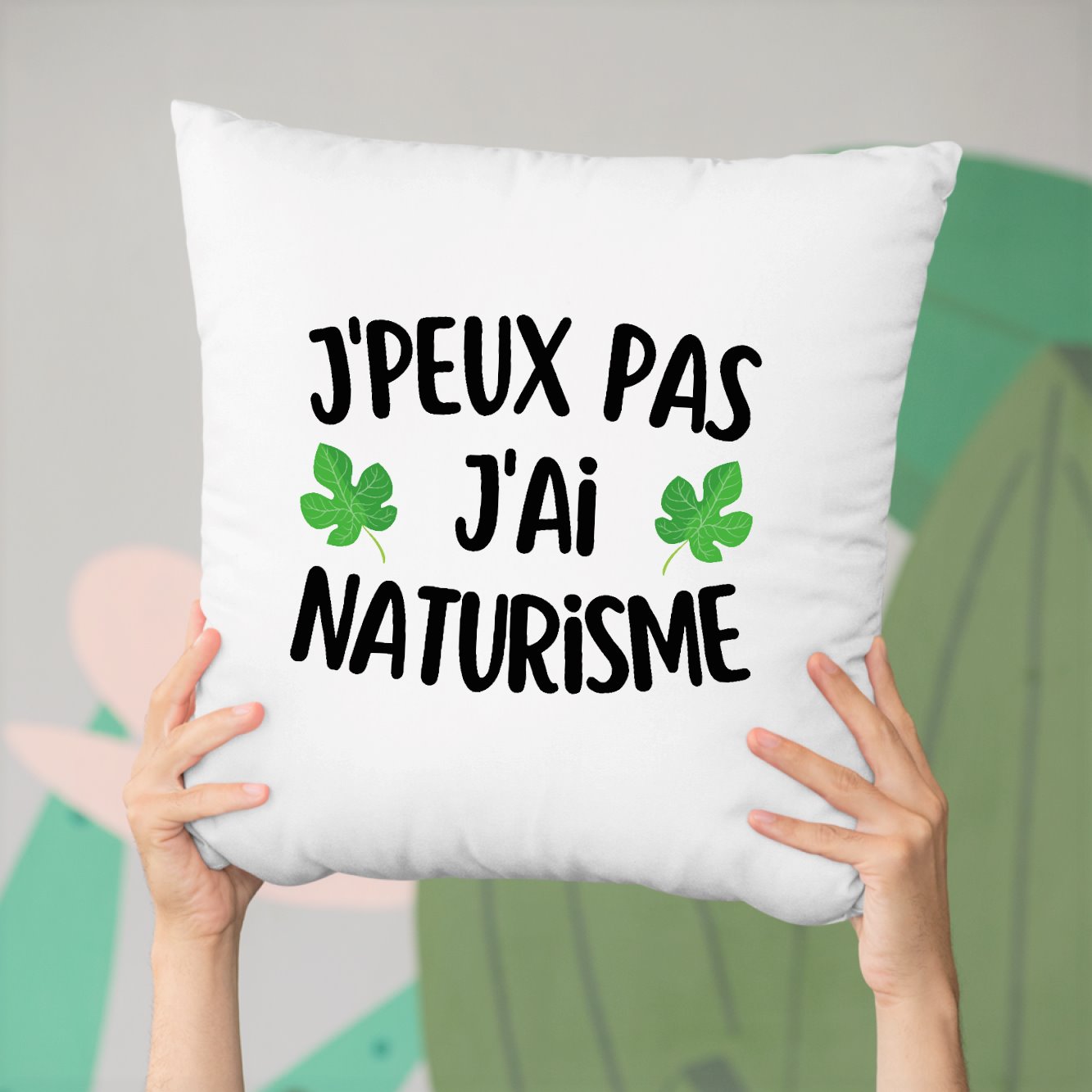 Coussin J'peux pas j'ai naturisme Blanc