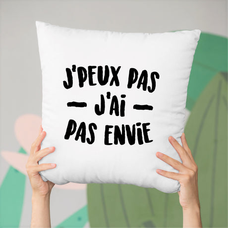 Coussin J'peux pas j'ai pas envie Blanc