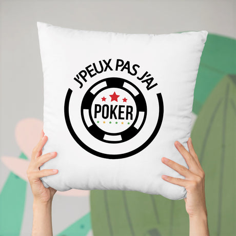 Coussin J'peux pas j'ai poker Blanc