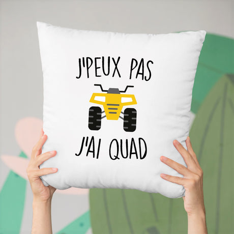 Coussin J'peux pas j'ai quad Blanc