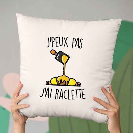 Coussin J'peux pas j'ai raclette Beige