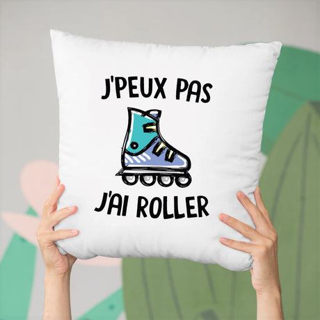 Coussin J'peux pas j'ai roller Blanc