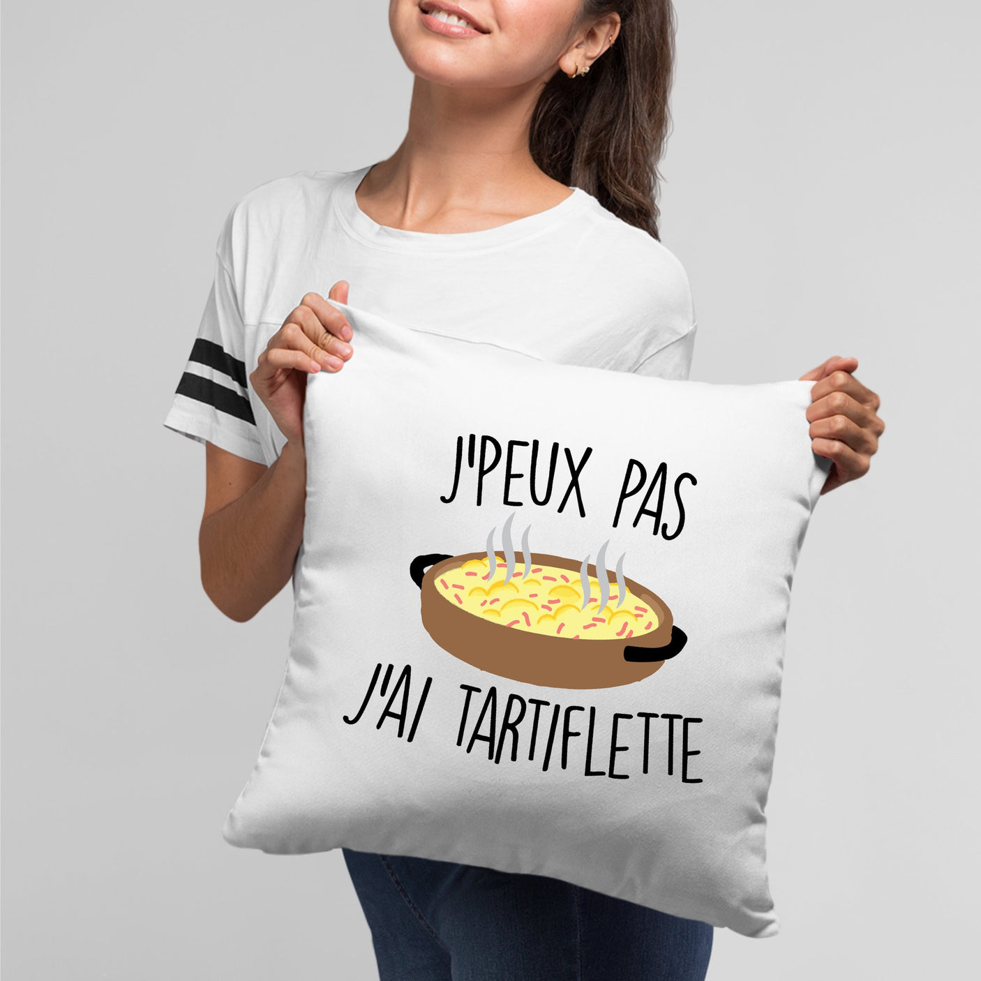 Coussin J'peux pas j'ai tartiflette Blanc