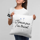 Coussin J'peux pas j'ai tricot Blanc