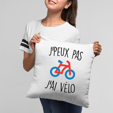 Coussin J'peux pas j'ai vélo Blanc