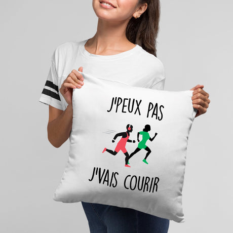 Coussin J'peux pas j'vais courir Blanc