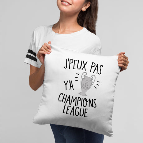 Coussin J'peux pas y'a champions league Blanc