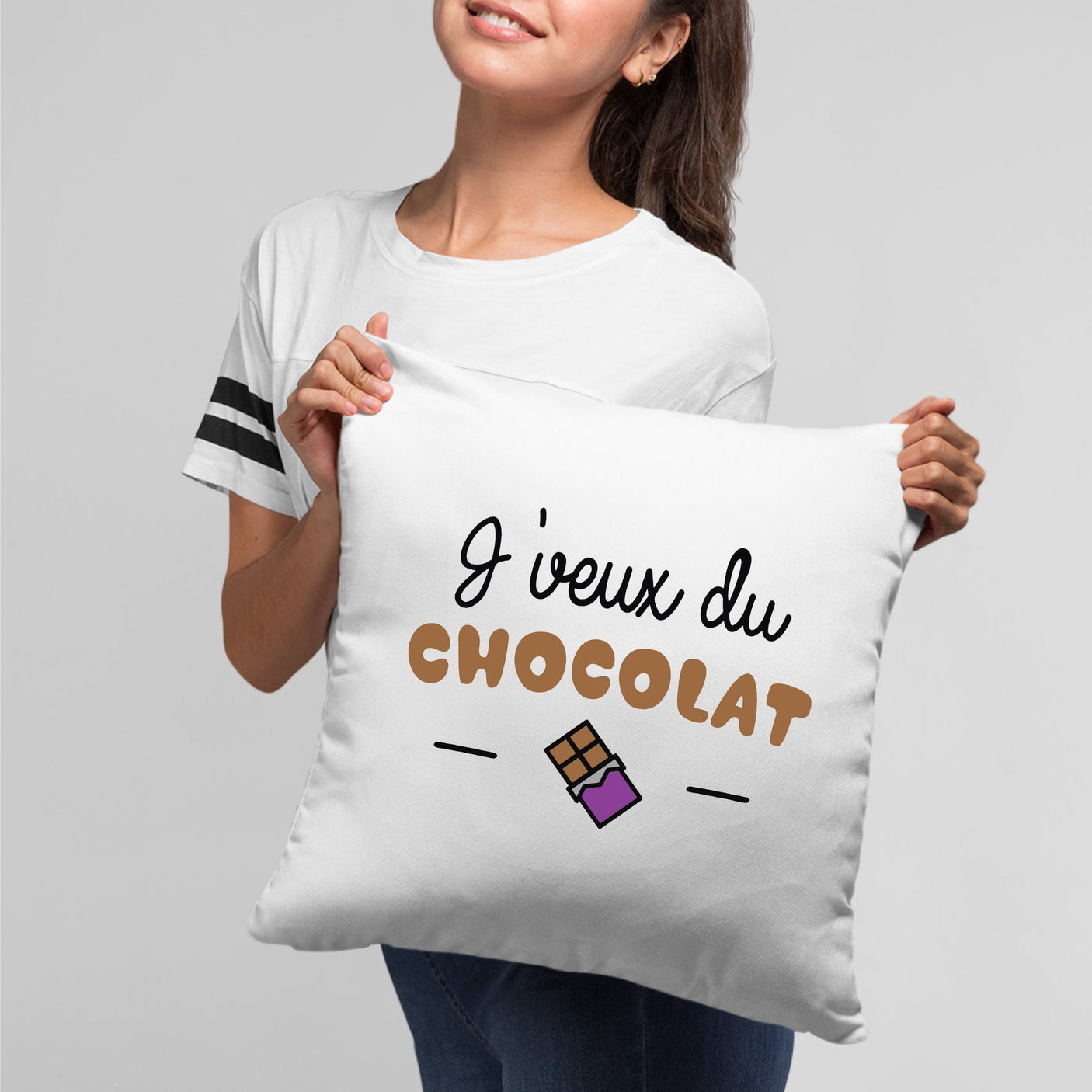 Coussin J'veux du chocolat Blanc