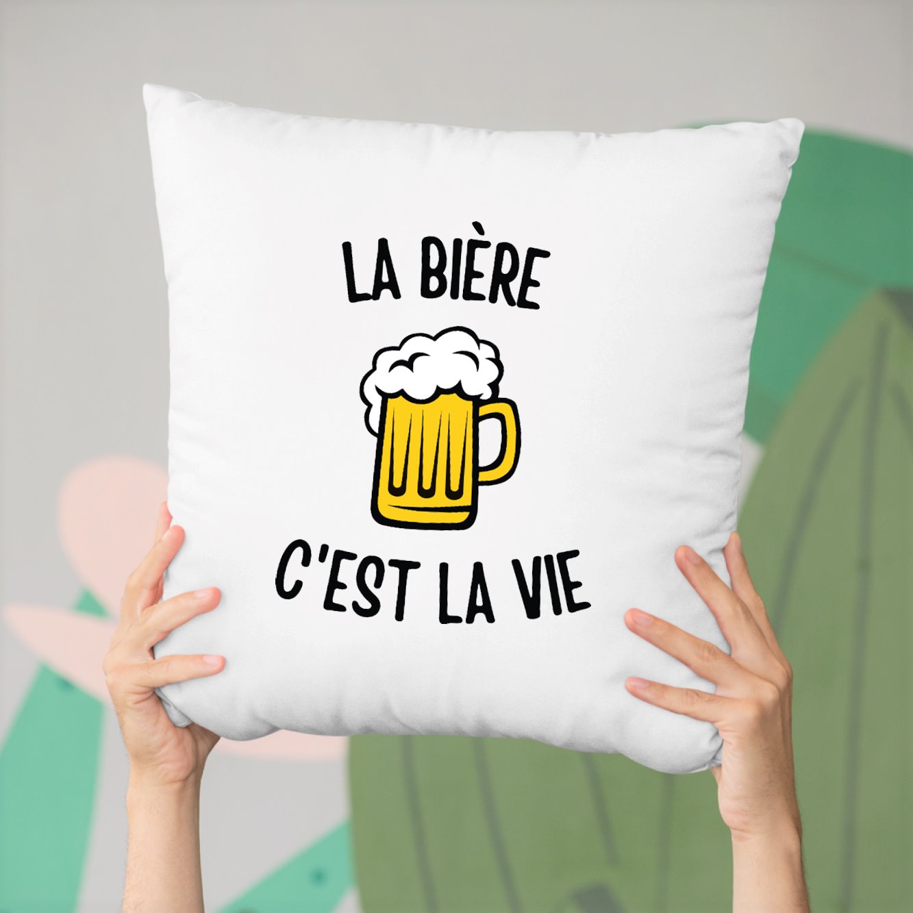 Coussin La bière c'est la vie Blanc