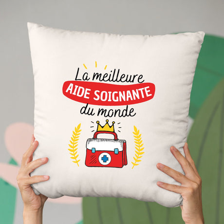 Coussin La meilleure aide soignante du monde Beige