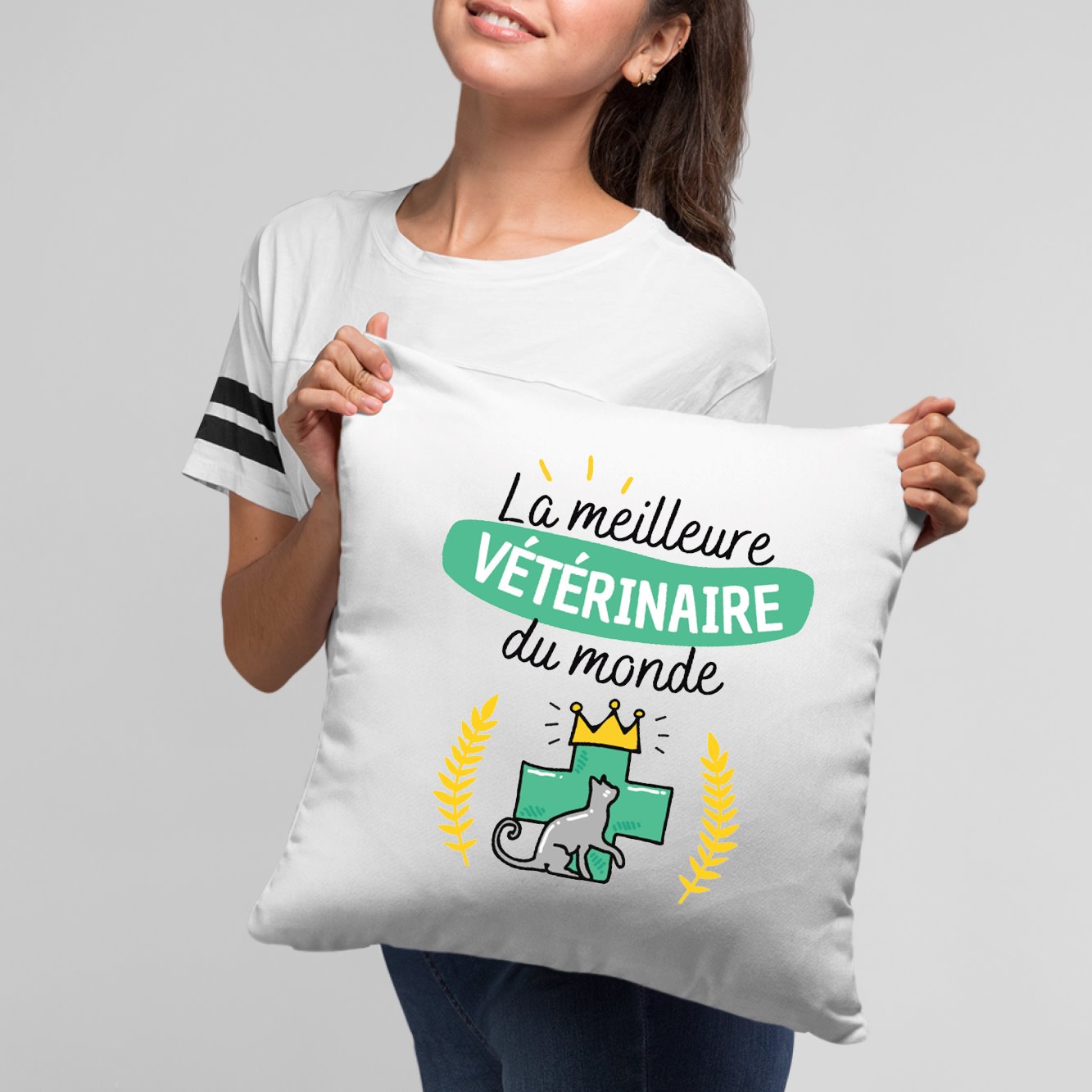 Coussin La meilleure vétérinaire du monde Blanc