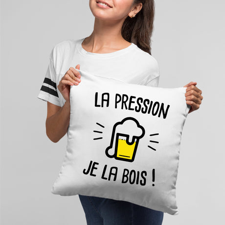 Coussin La pression je la bois Blanc