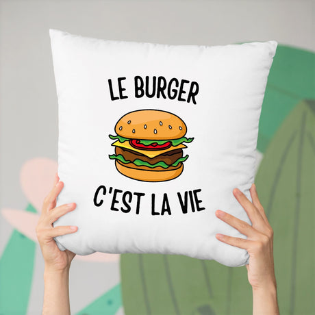 Coussin Le burger c'est la vie Blanc