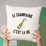 Coussin Le champagne c'est la vie Beige