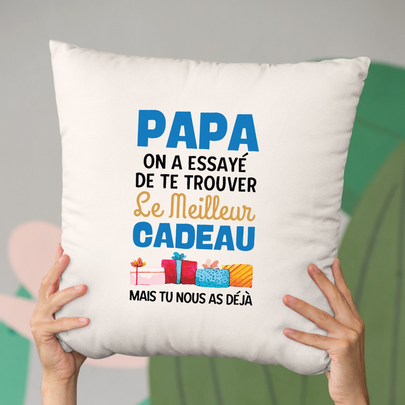 Coussin Le meilleur cadeau pour papa Beige