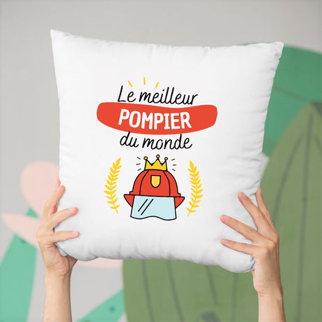 Coussin Le meilleur pompier du monde Blanc