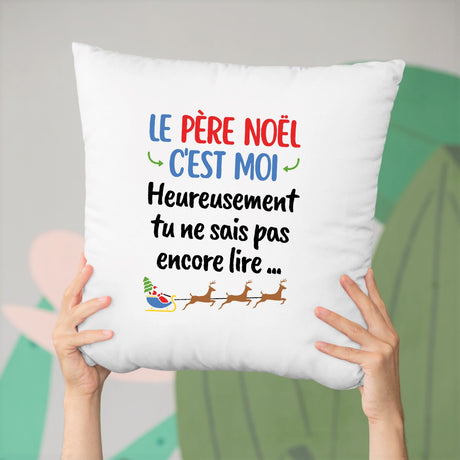 Coussin Le Père Noël c'est moi Blanc