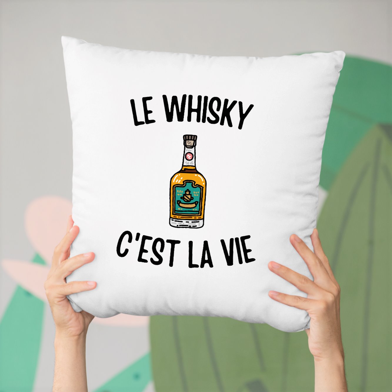 Coussin Le whisky c'est la vie Blanc