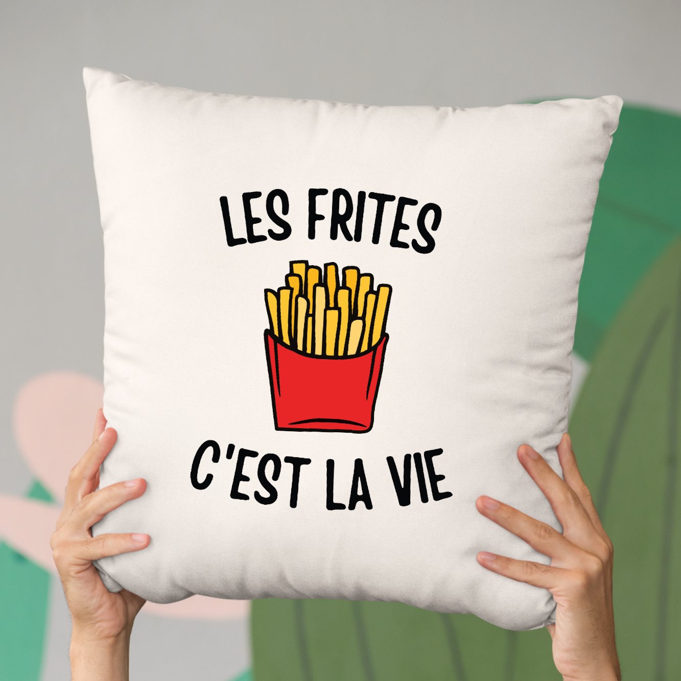 Coussin Les frites c'est la vie Blanc