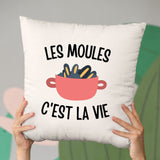 Coussin Les moules c'est la vie Beige