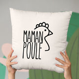 Coussin Maman poule Beige