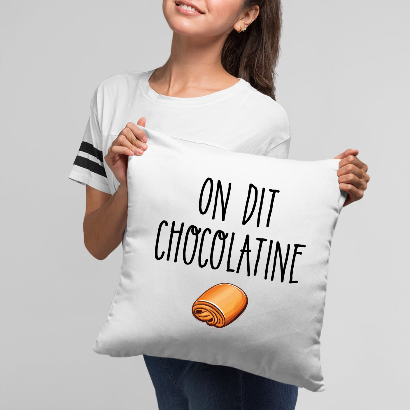 Coussin On dit chocolatine Blanc