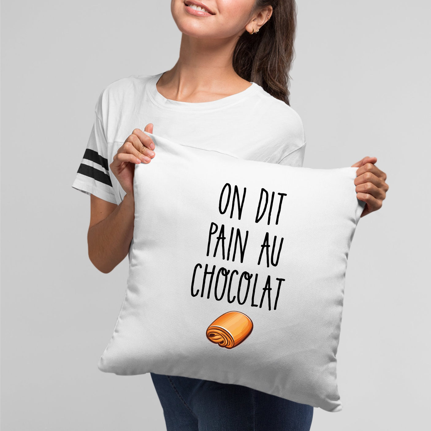 Coussin On dit pain au chocolat Blanc