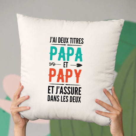 Coussin Papa et papy Beige