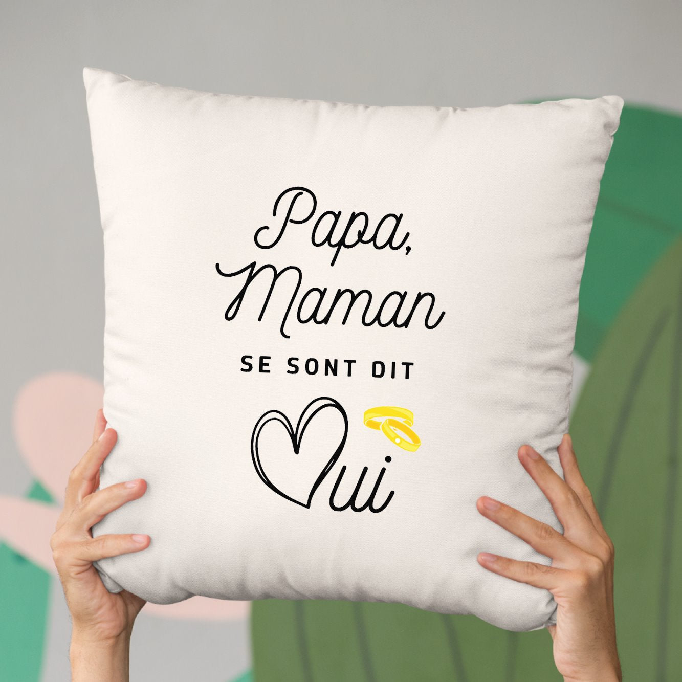 Coussin Papa maman se sont dit oui Beige