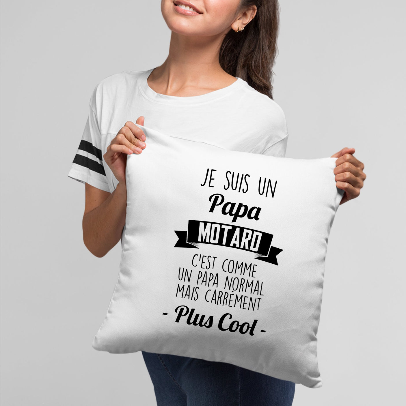 Coussin Papa motard Blanc