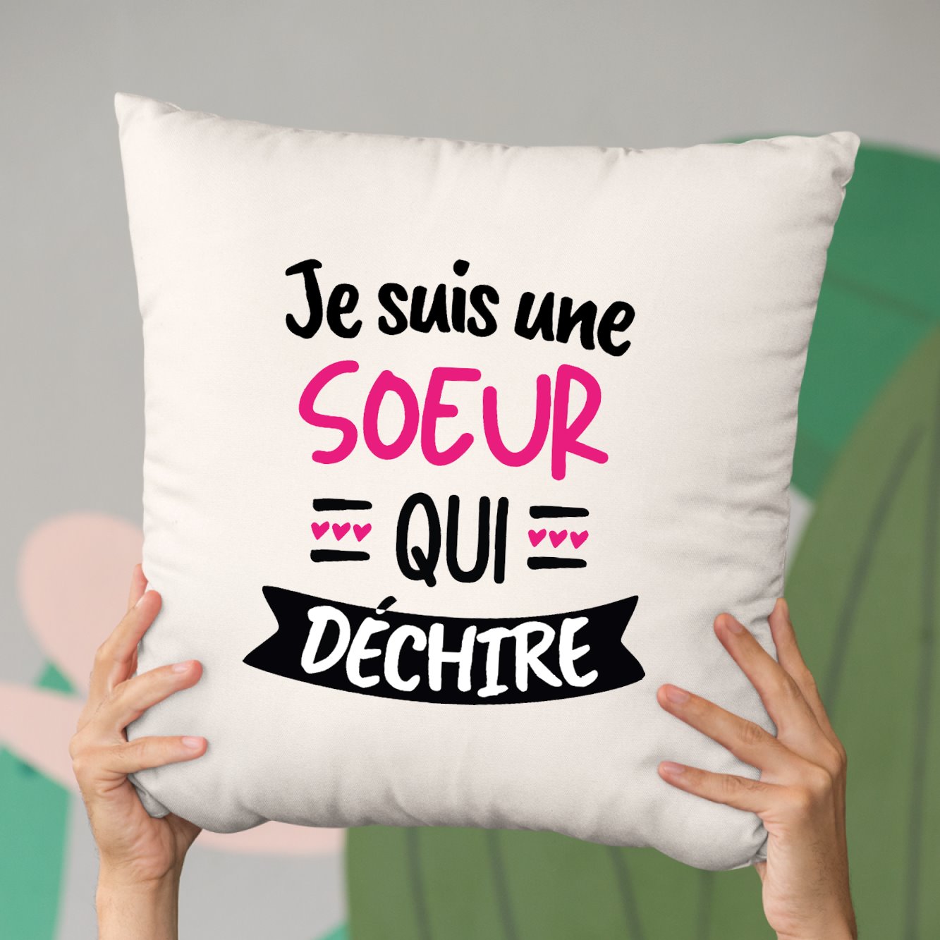 Coussin Soeur qui déchire Beige