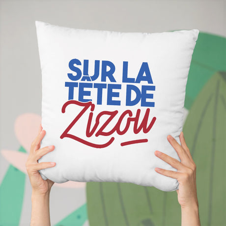 Coussin Sur la tête de Zizou Blanc