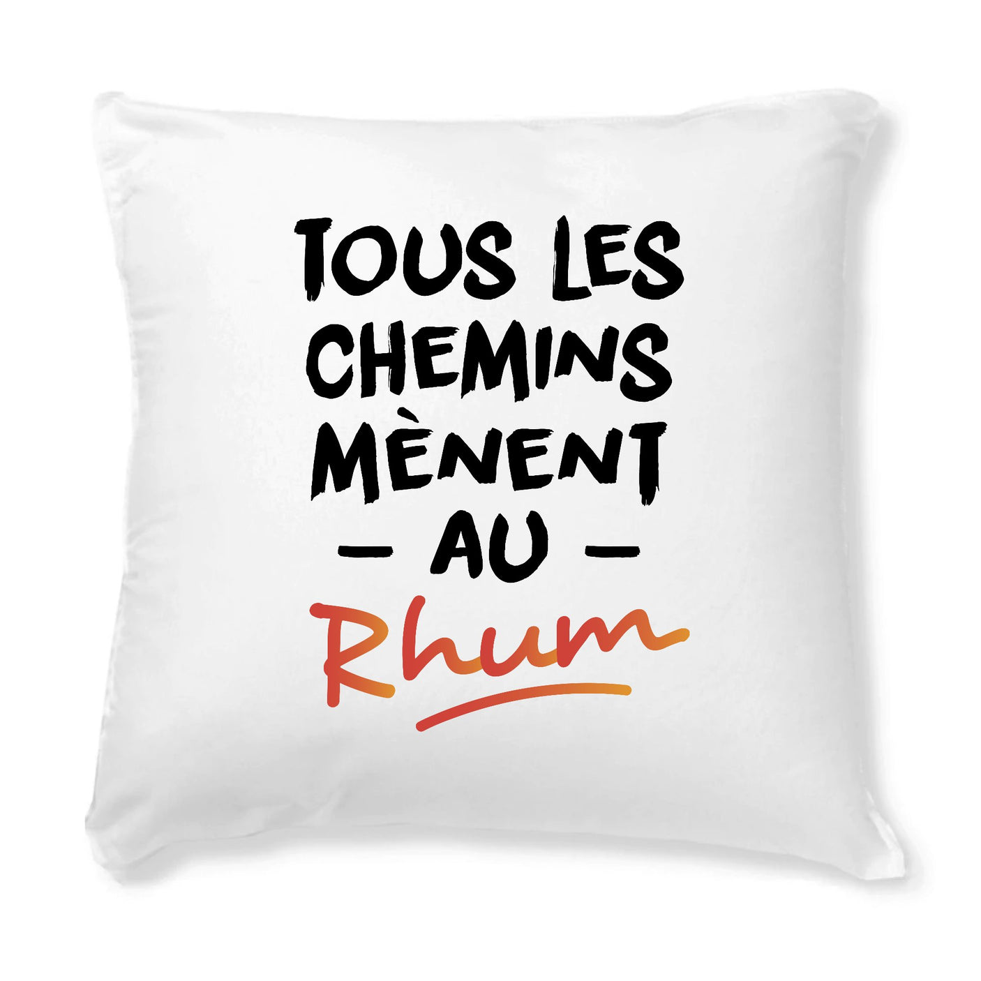 Coussin Tous les chemins mènent au Rhum 