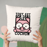 Coussin Tout est bon dans le cochon Beige