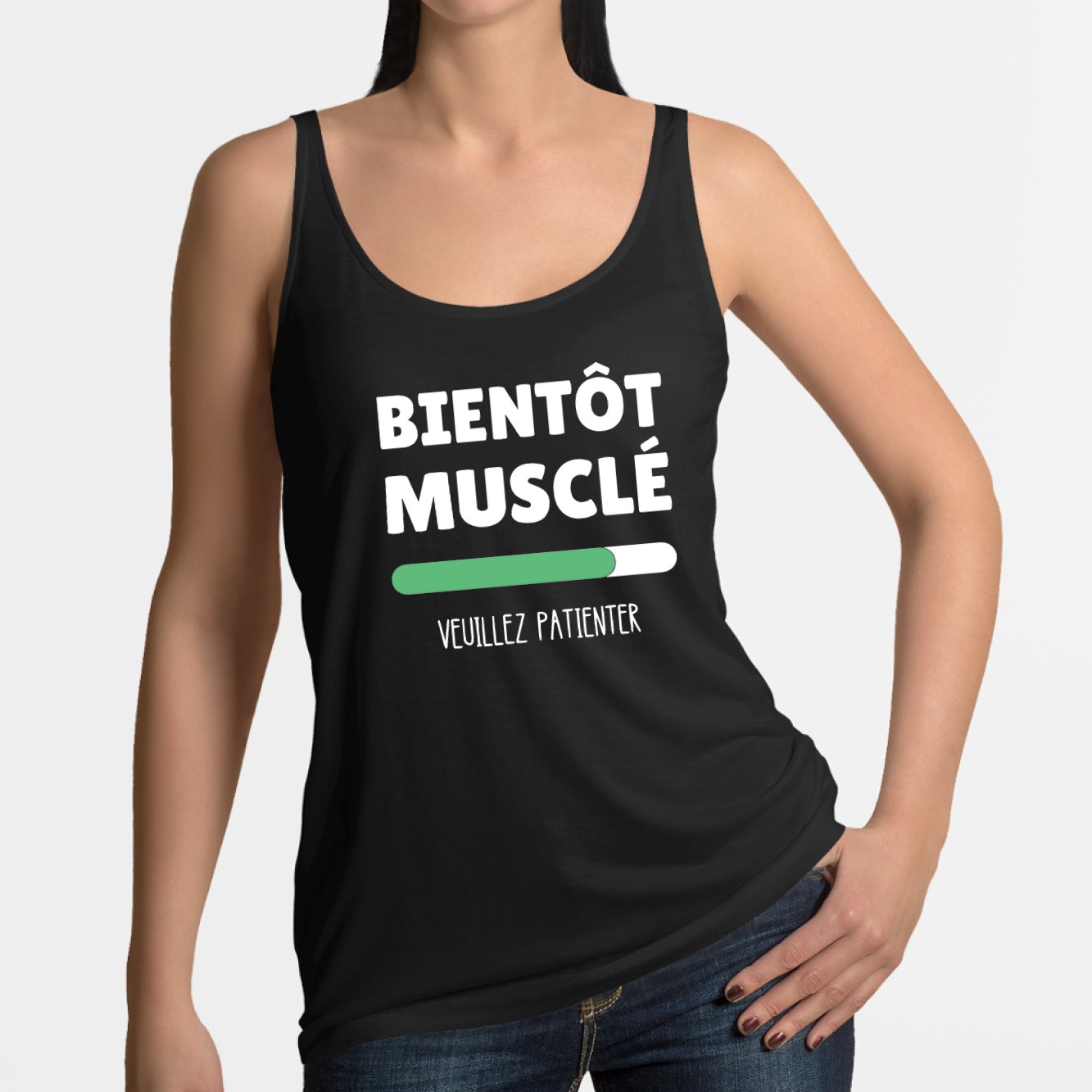 Débardeur Femme Bientôt musclé Noir